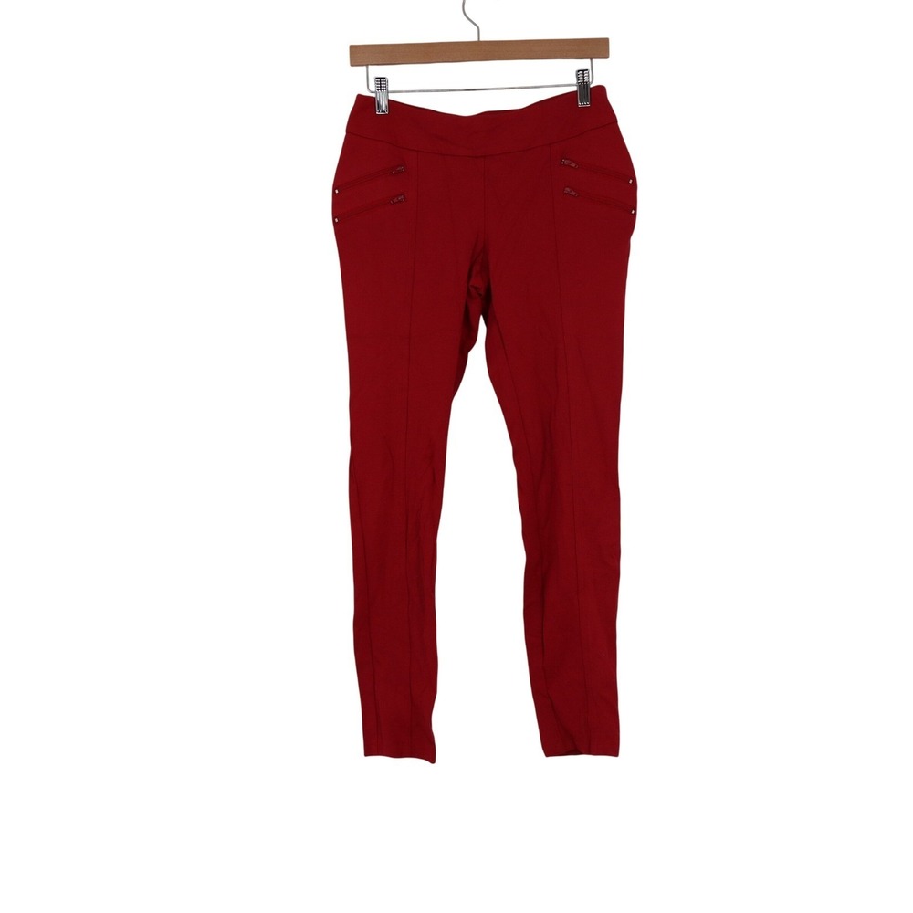 SOHO Apparel LTD Red Skinny Pants Womens Small Zipper Accents Stretch